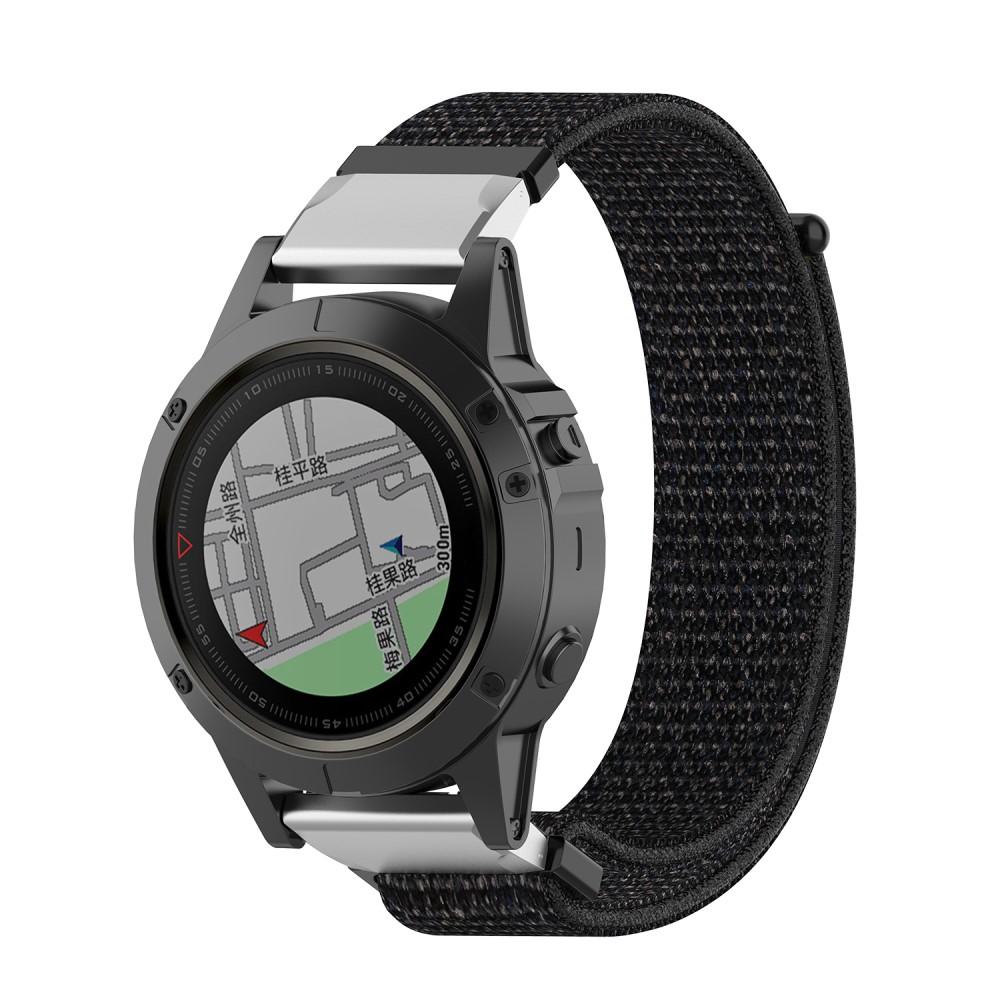 Bracelet en nylon Garmin Fenix 5X/5X Plus/6X/6X Pro/7X, noir/argent