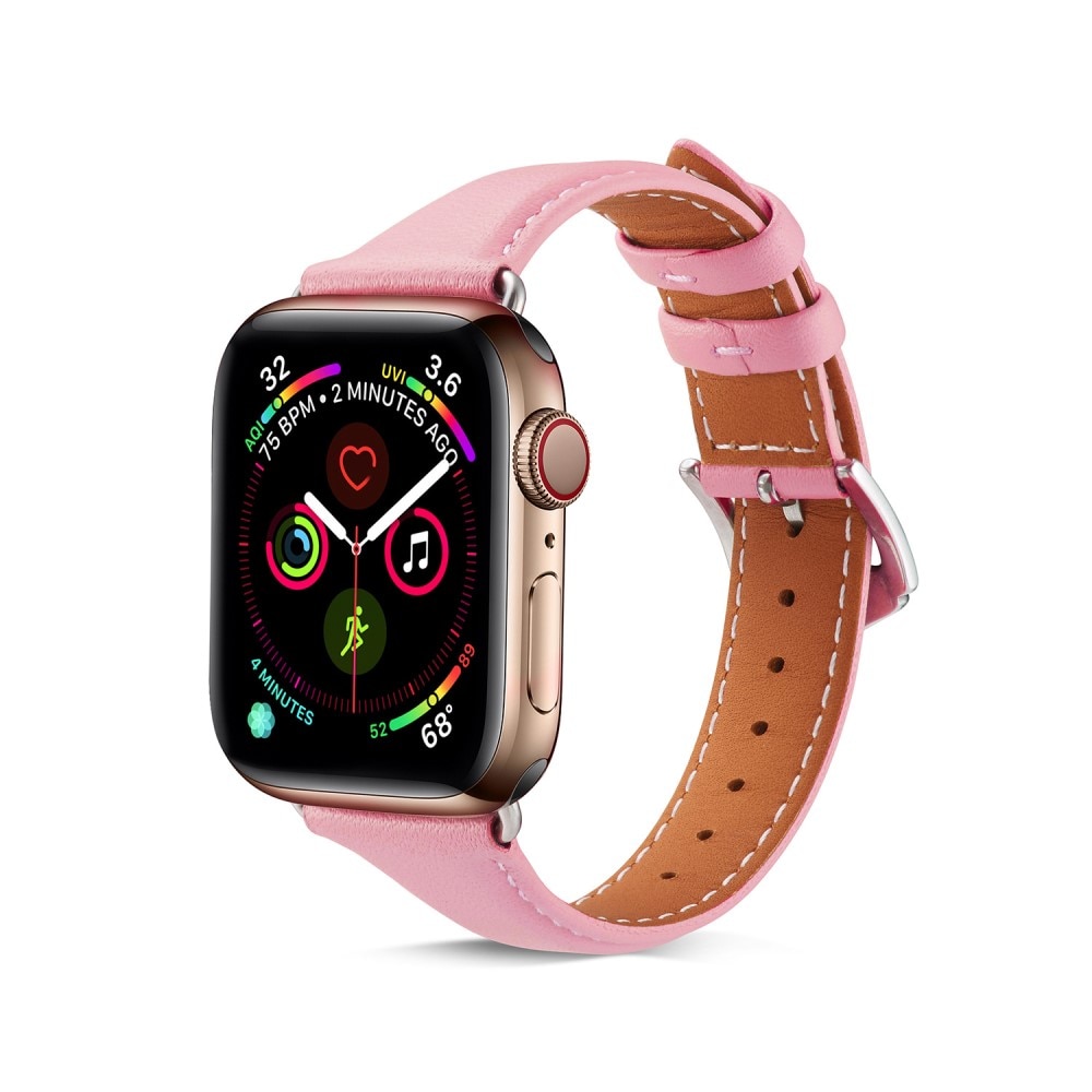 Bracelet en cuir fin Apple Watch 41mm Series 7, rose