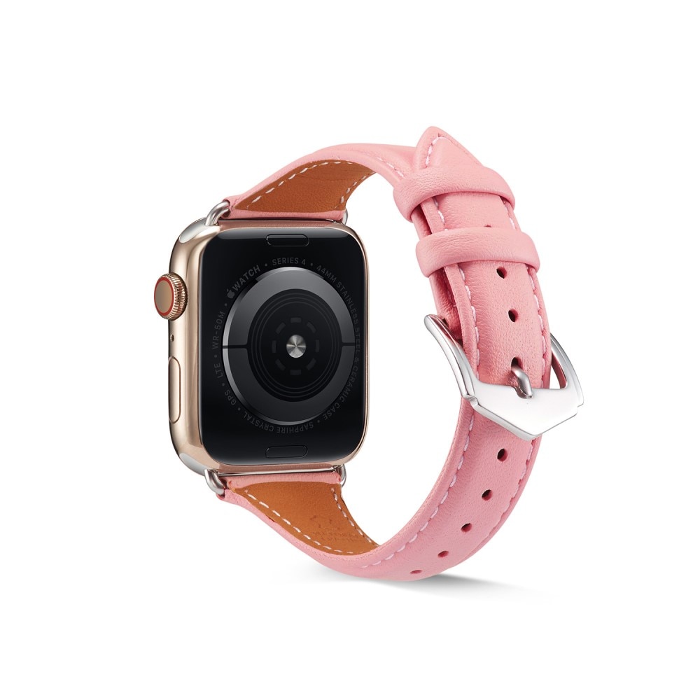 Bracelet en cuir fin Apple Watch SE 40mm, rose