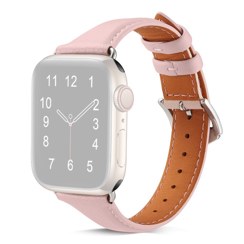 Bracelet en cuir fin Apple Watch SE 40mm, rose