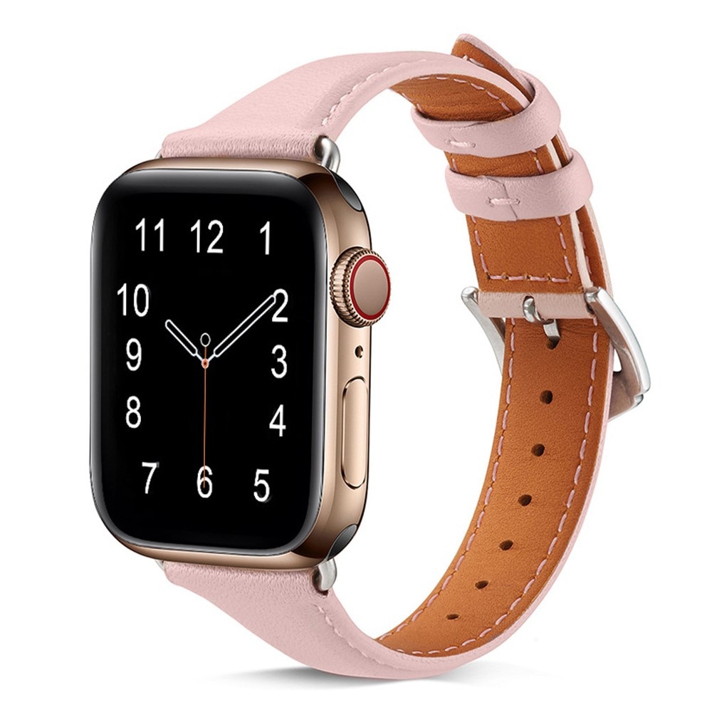 Bracelet en cuir fin Apple Watch SE 40mm, rose
