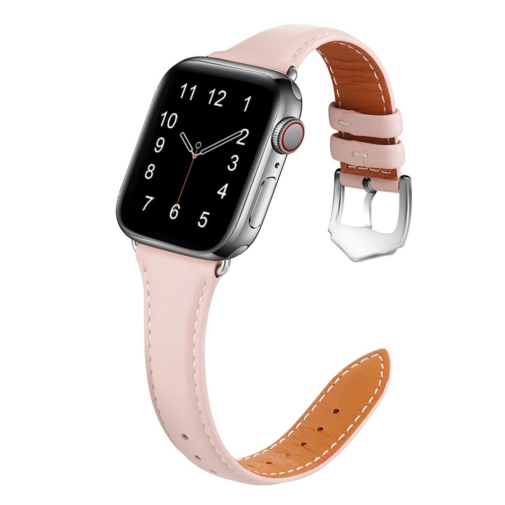 Bracelet en cuir fin Apple Watch SE 40mm, rose