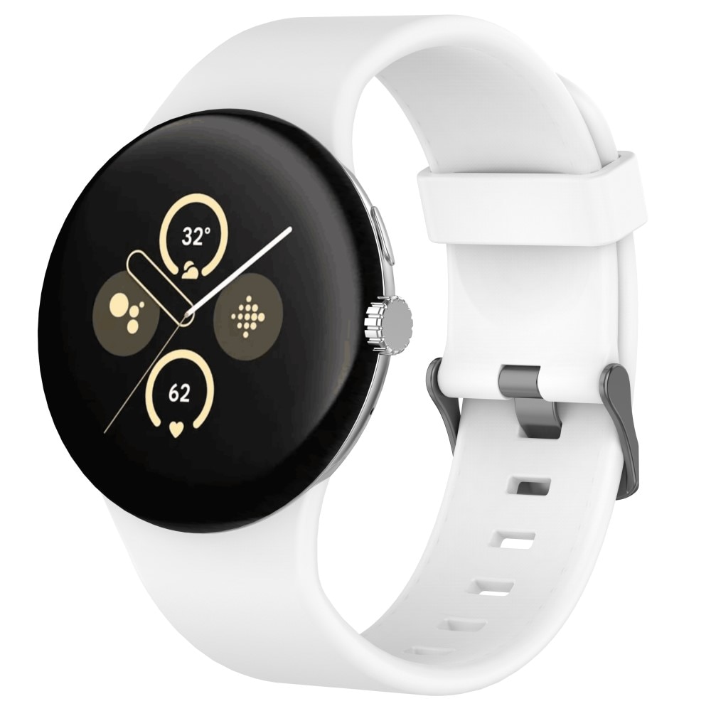 Bracelet en silicone pour Google Pixel Watch 3 45mm, Blanc
