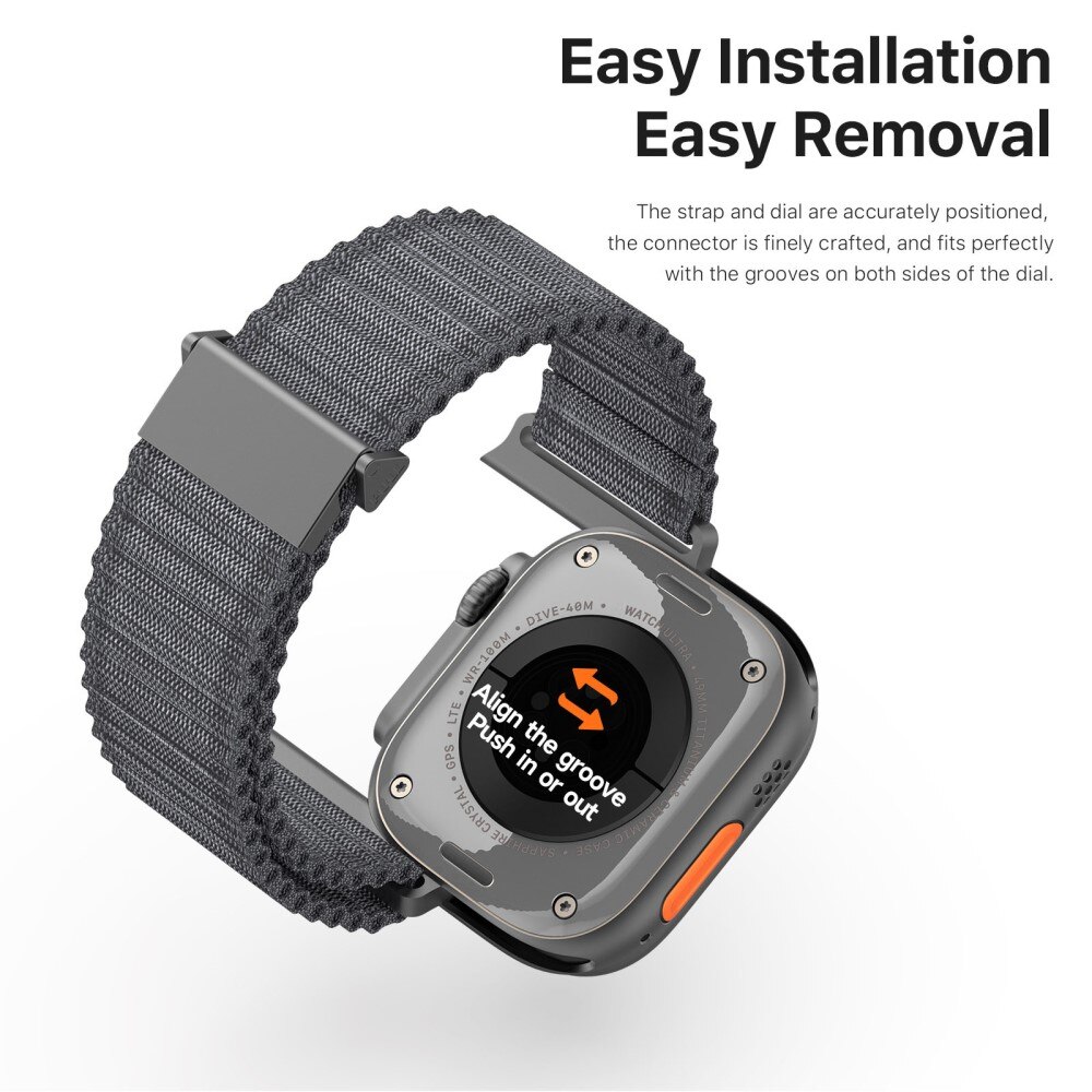 Bracelet en Active Nylon Apple Watch SE 44mm, Noir