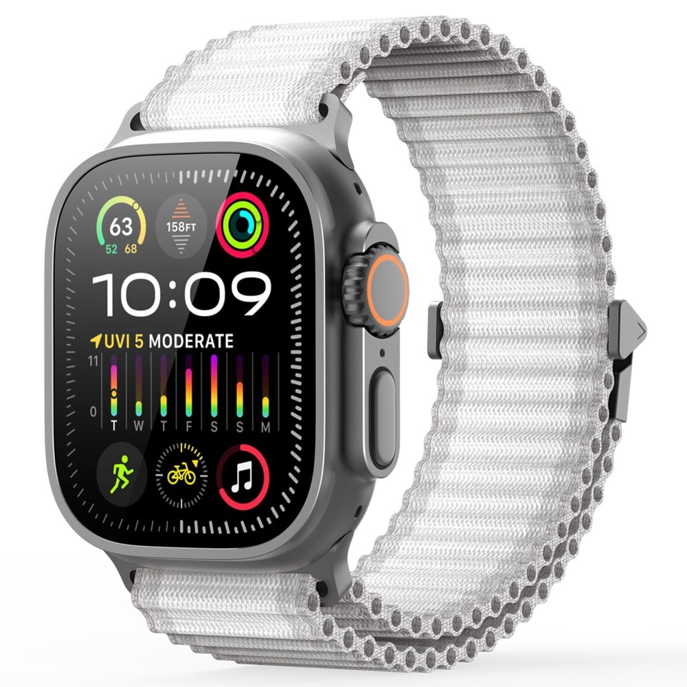 Bracelet en Active Nylon Apple Watch Series 10 46mm, Blanc