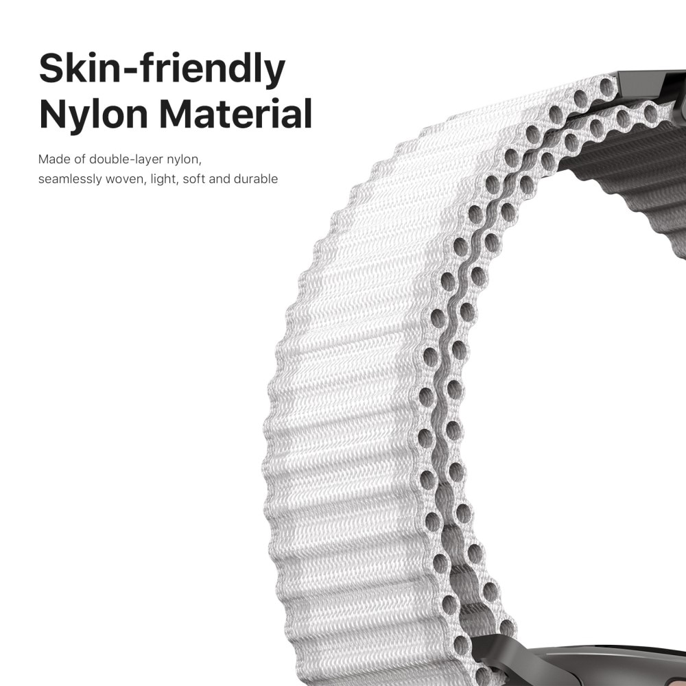 Bracelet en Active Nylon Apple Watch Series 10 46mm, Blanc
