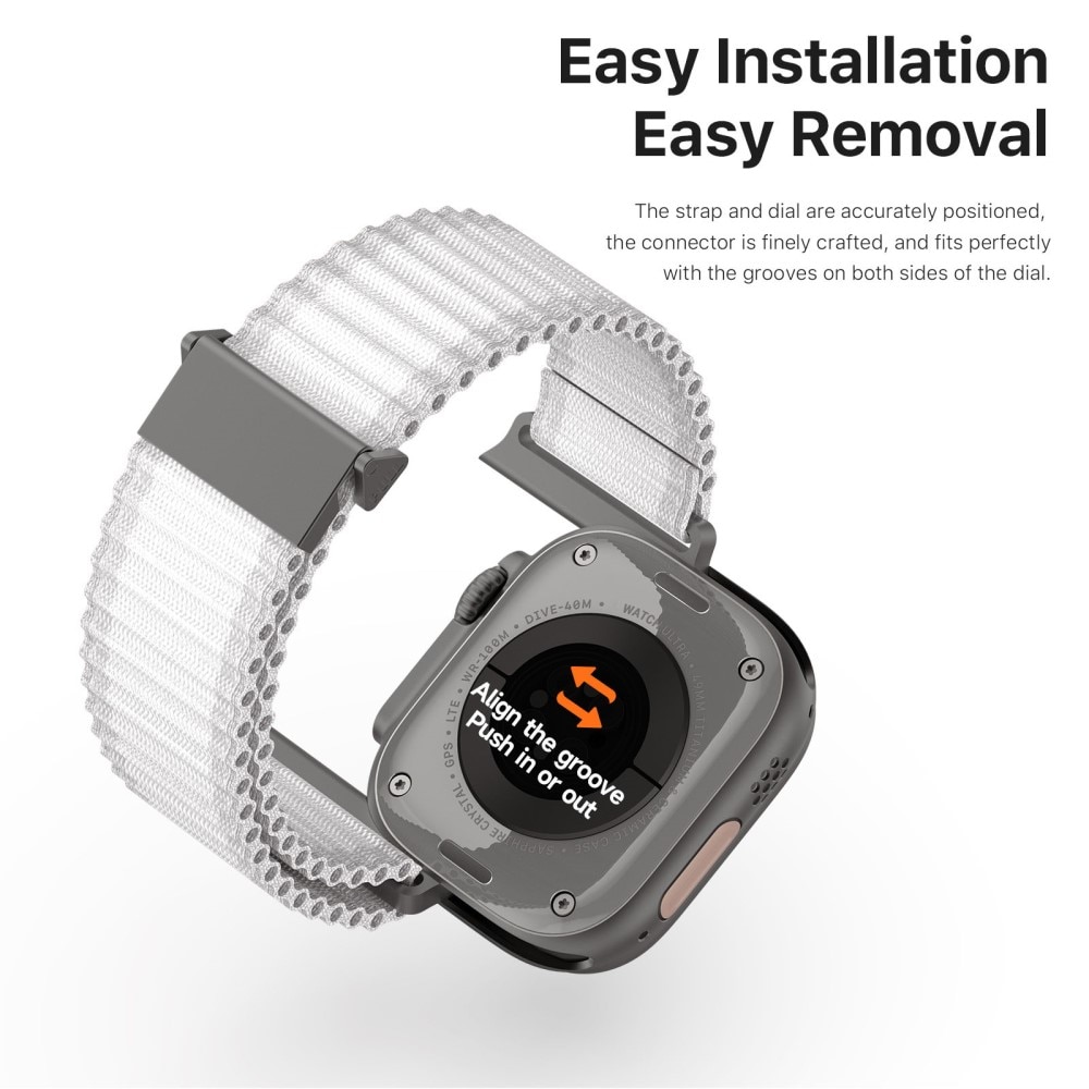 Bracelet en Active Nylon Apple Watch Series 10 46mm, Blanc