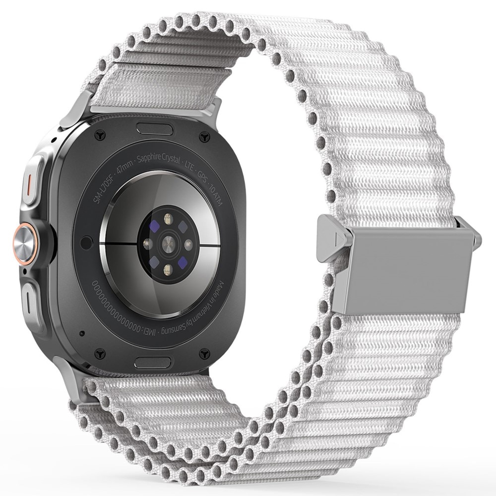 Bracelet en Active Nylon Samsung Galaxy Watch Ultra 47mm, Blanc