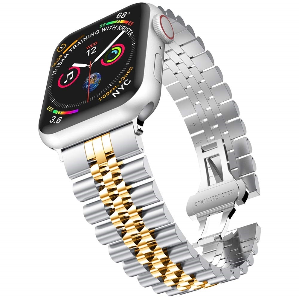 Bracelet en acier inoxydable Apple Watch 41mm Series 9, argent/or