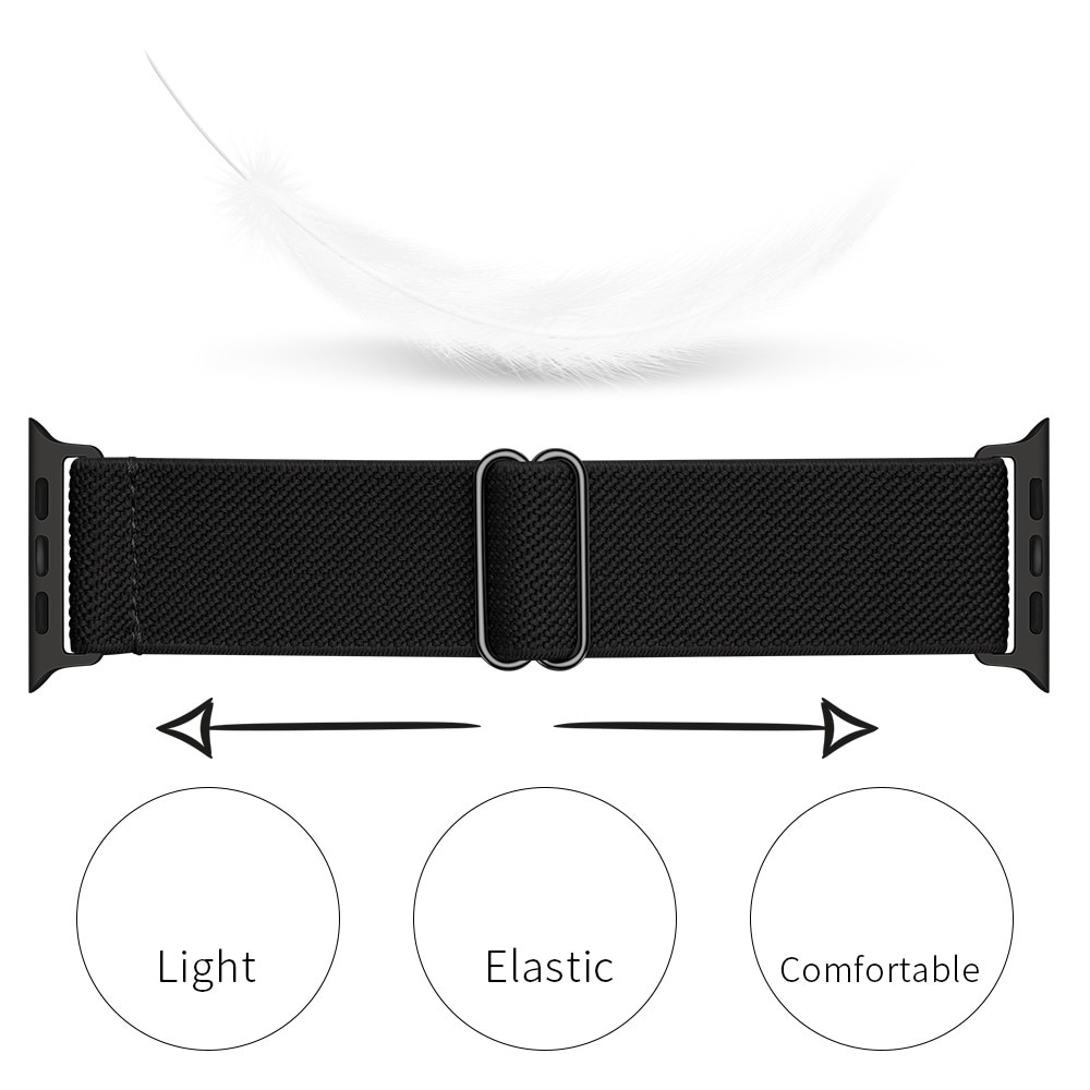 Bracelet extensible en nylon Apple Watch 41mm Series 8, noir