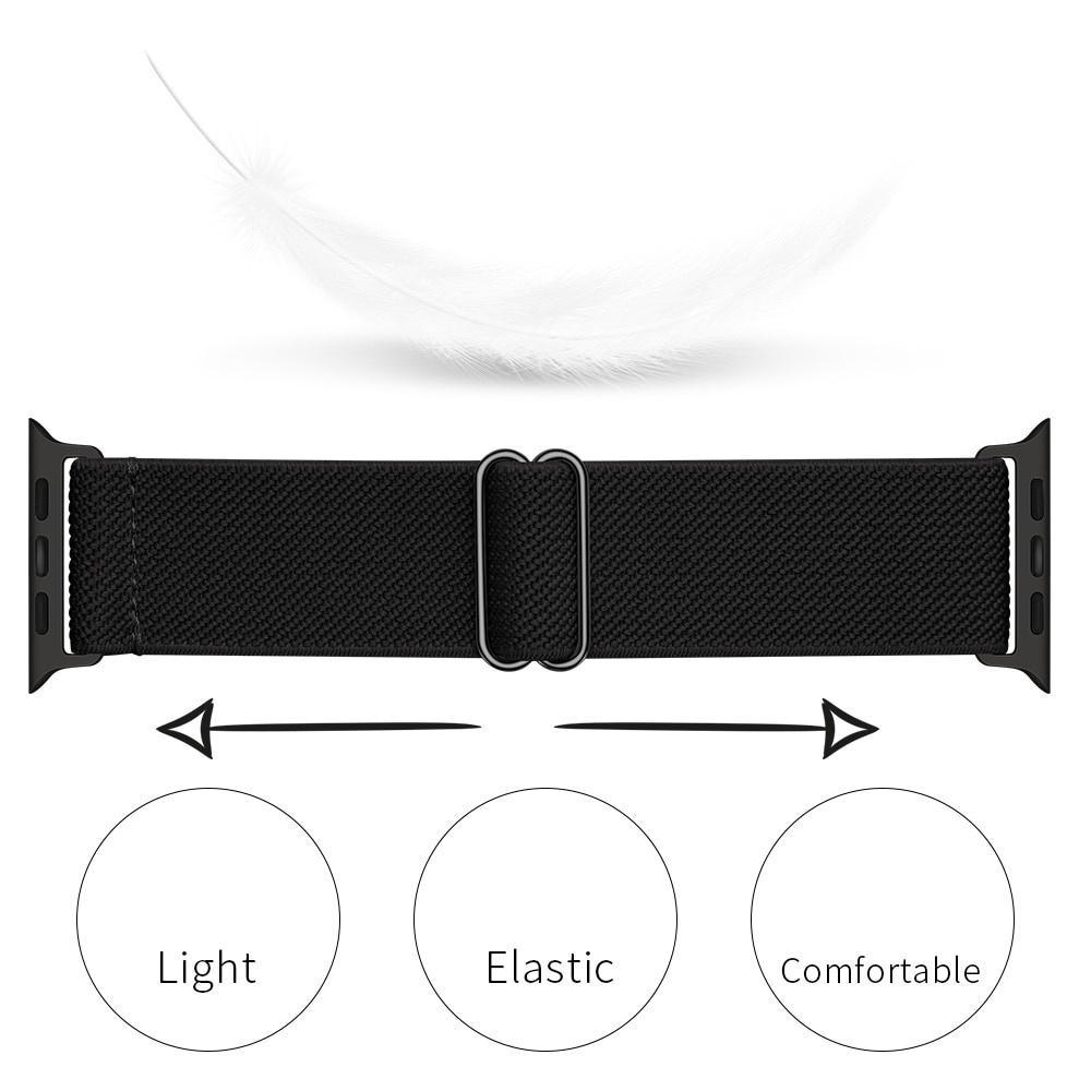 Bracelet extensible en nylon Apple Watch 45mm Series 9, noir