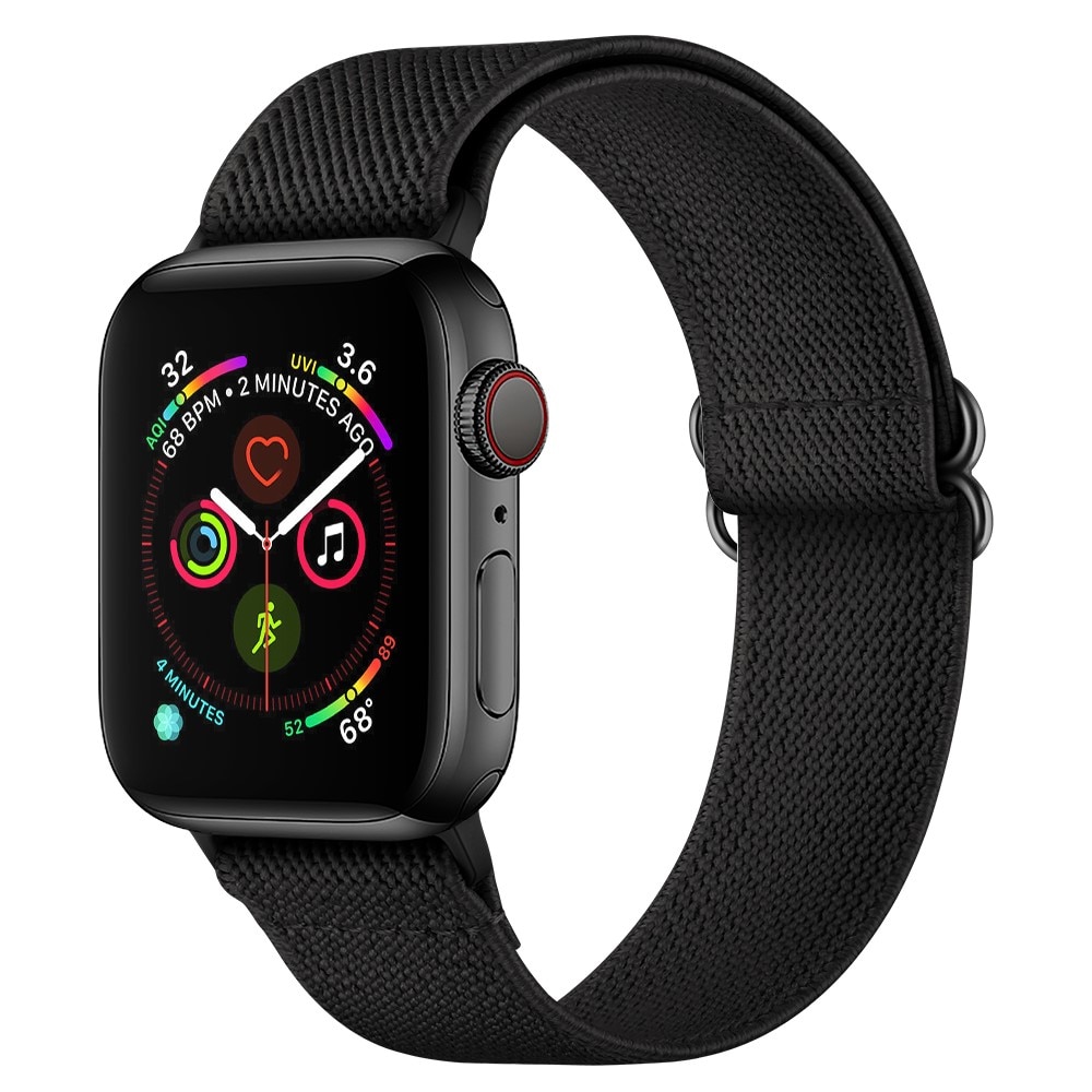 Bracelet extensible en nylon Apple Watch 45mm Series 9, noir