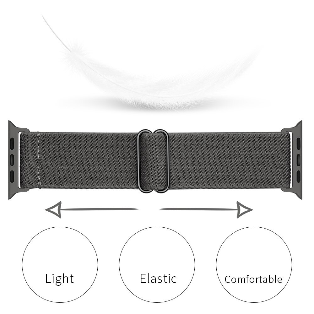 Bracelet extensible en nylon Apple Watch Series 8 45mm, Gris