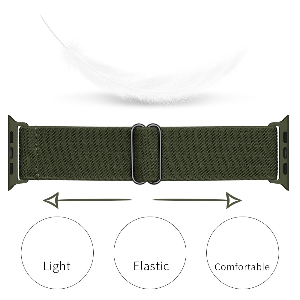 Bracelet extensible en nylon Apple Watch Series 8 45mm, Vert