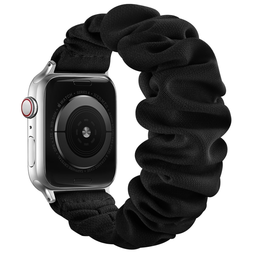 Bracelet Scrunchie Apple Watch 41mm Series 9, noir/argent
