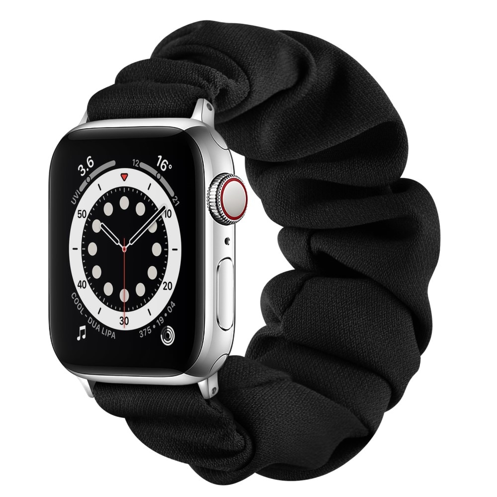 Bracelet Scrunchie Apple Watch 41mm Series 7, noir/argent