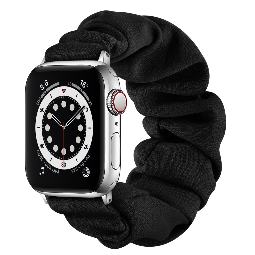 Bracelet Scrunchie Apple Watch 41mm Series 9, noir/argent
