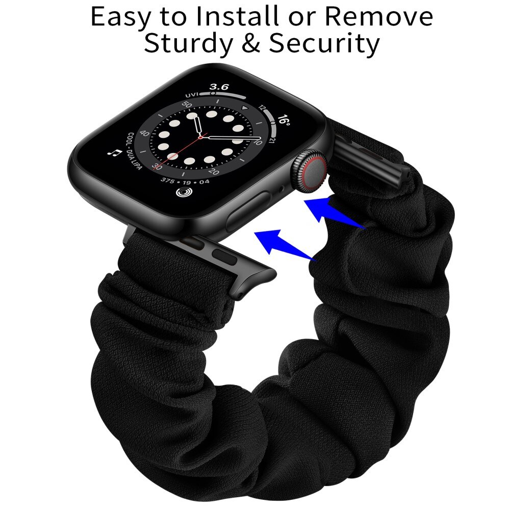 Bracelet Scrunchie Apple Watch 41mm Series 9, noir/argent