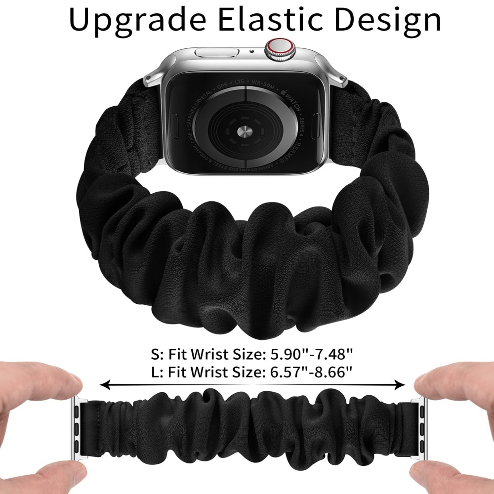 Bracelet Scrunchie Apple Watch 41mm Series 9, noir/argent