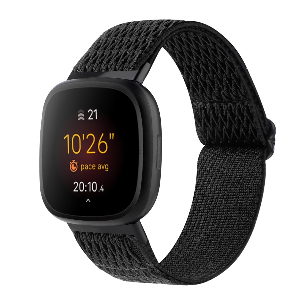 Bracelet tissé élastique en nylon Fitbit Sense, noir