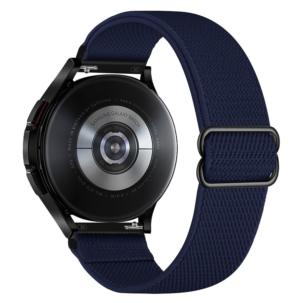 Bracelet extensible en nylon Samsung Galaxy Watch 4 40/42/44/46mm, bleu foncé