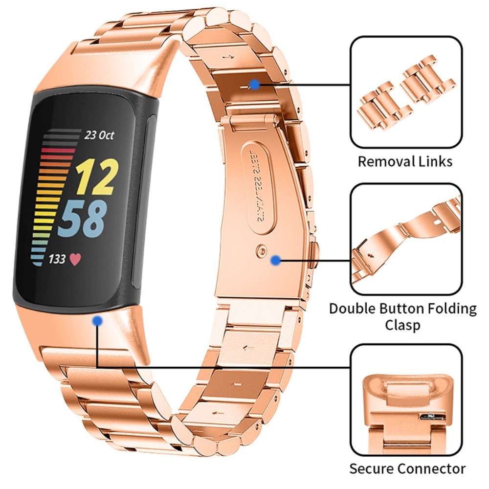 Bracelet en métal Fitbit Charge 5 Or rose