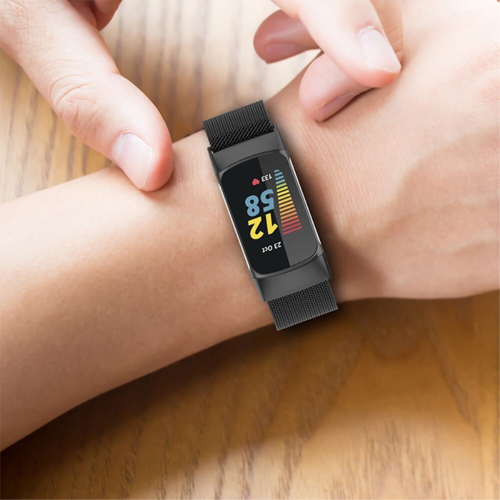 Bracelet milanais pour Fitbit Charge 6, noir