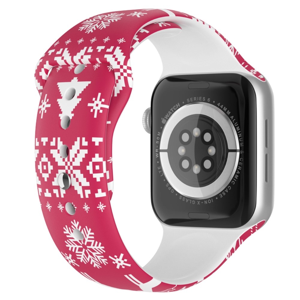 Bracelet en silicone avec Motif de Noël pour Apple Watch 41mm Series 9, flocon de neige