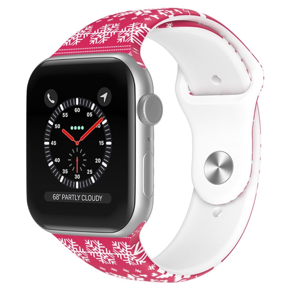 Bracelet en silicone avec Motif de Noël pour Apple Watch SE 40mm, flocon de neige