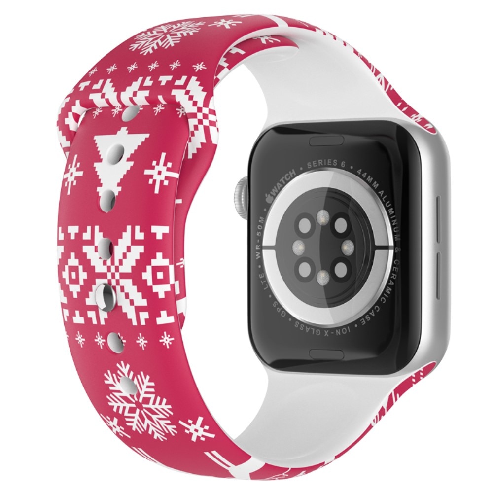 Apple en Motif Bracelet flocon neige silicone de 42/44/45mm, pour avec Noël de Watch