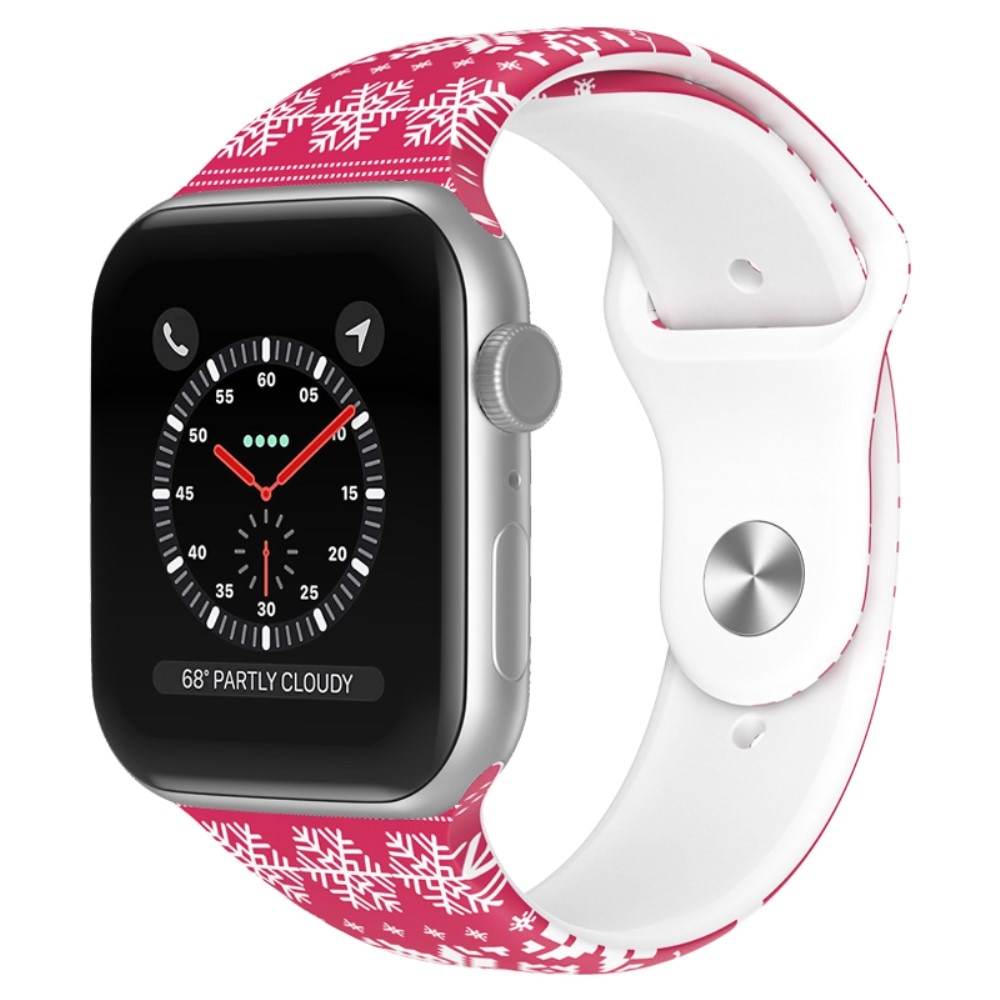 Bracelet en silicone avec Motif de Noël pour Apple Watch Ultra 2 49mm, flocon de neige