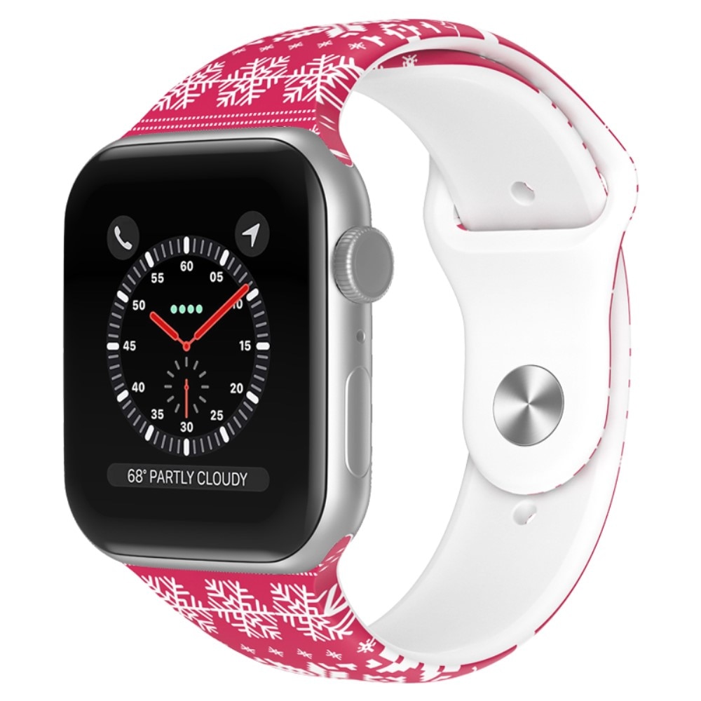 Bracelet en silicone avec Motif de Noël pour Apple Watch 42/44/45mm, flocon  de neige