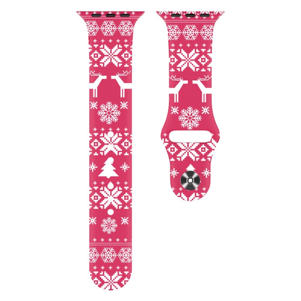 Bracelet en silicone avec Motif de Noël pour Apple Watch Ultra 2 49mm, flocon de neige