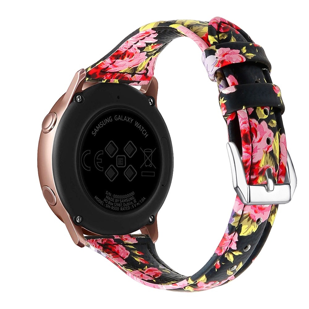 Bracelet en cuir fin Hama Fit Watch 4900, fleurs noires