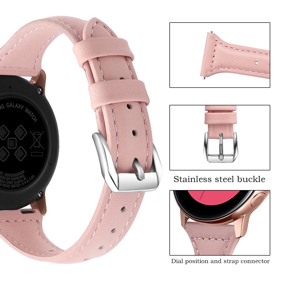 Bracelet en cuir fin Samsung Galaxy Watch Active 2 40mm, rose