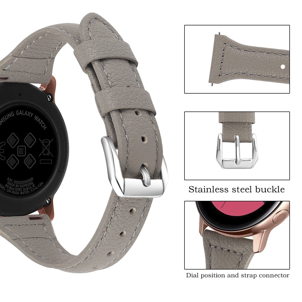 Bracelet en cuir fin Garmin Vivomove Sport, gris