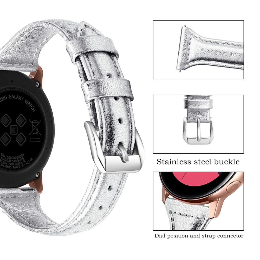 Bracelet en cuir fin Samsung Galaxy Watch 4 40mm, argent