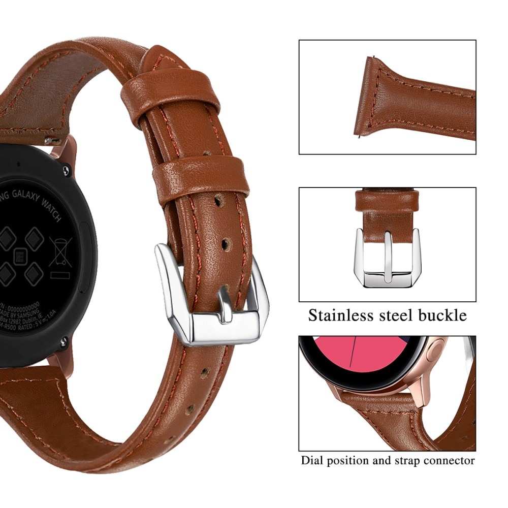 Bracelet en cuir fin Samsung Galaxy Watch 3 41mm, marron