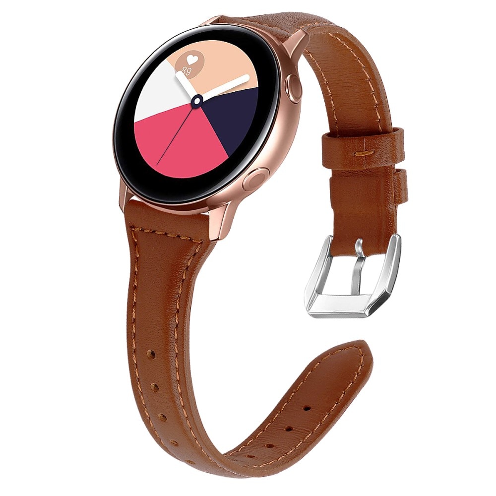 Bracelet en cuir fin Samsung Galaxy Watch 4 40/42/44/46 mm Marron