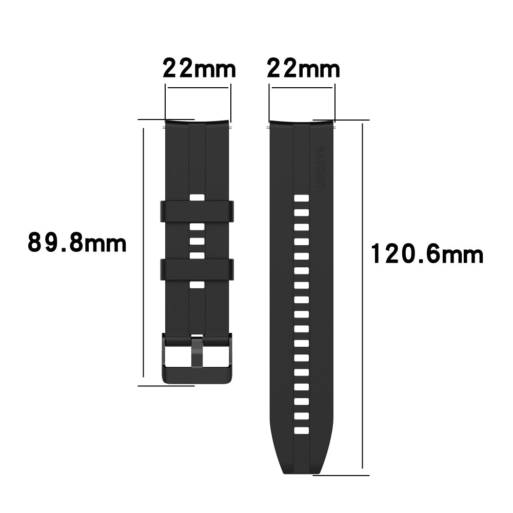 Bracelet en silicone pour Huawei Watch GT 3 46mm/Watch GT Runner, Noir