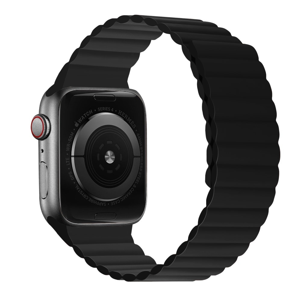 Bracelet magnétique en silicone Apple Watch 45mm Series 9, noir