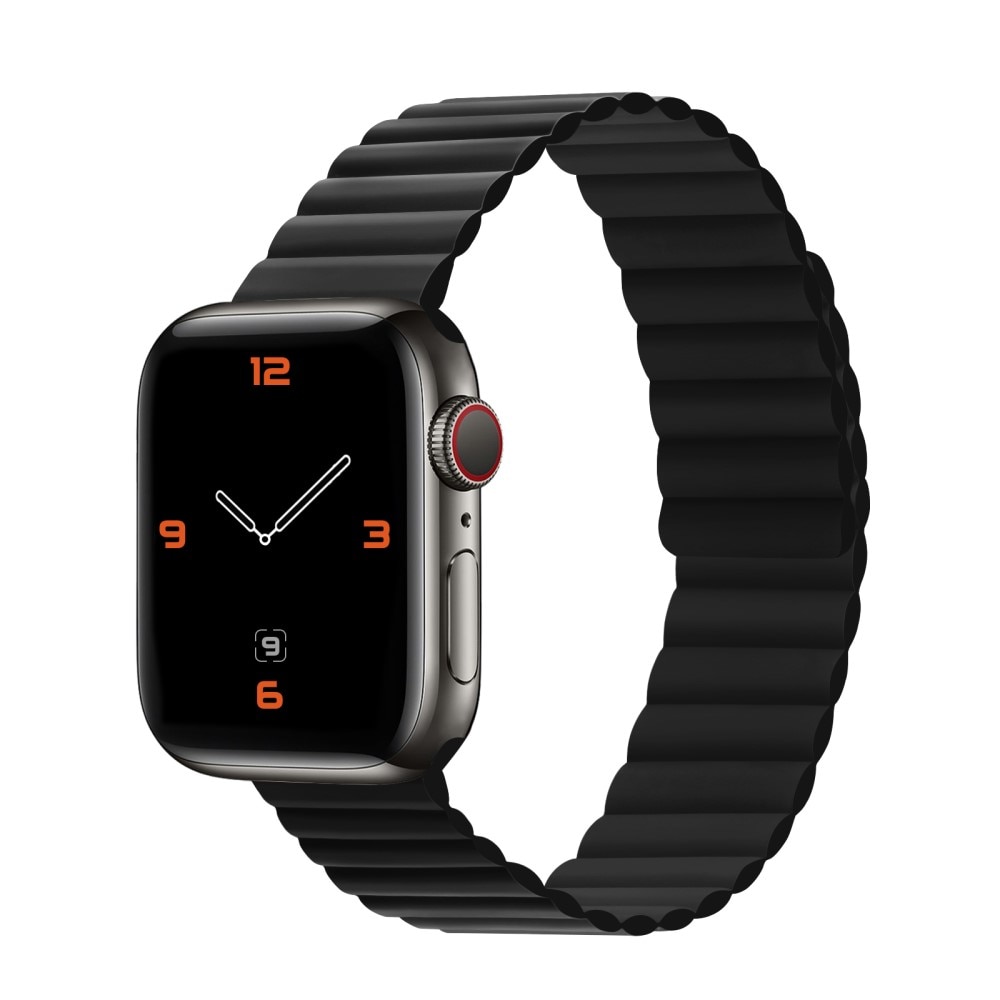 Bracelet magnétique en silicone Apple Watch 44mm, noir