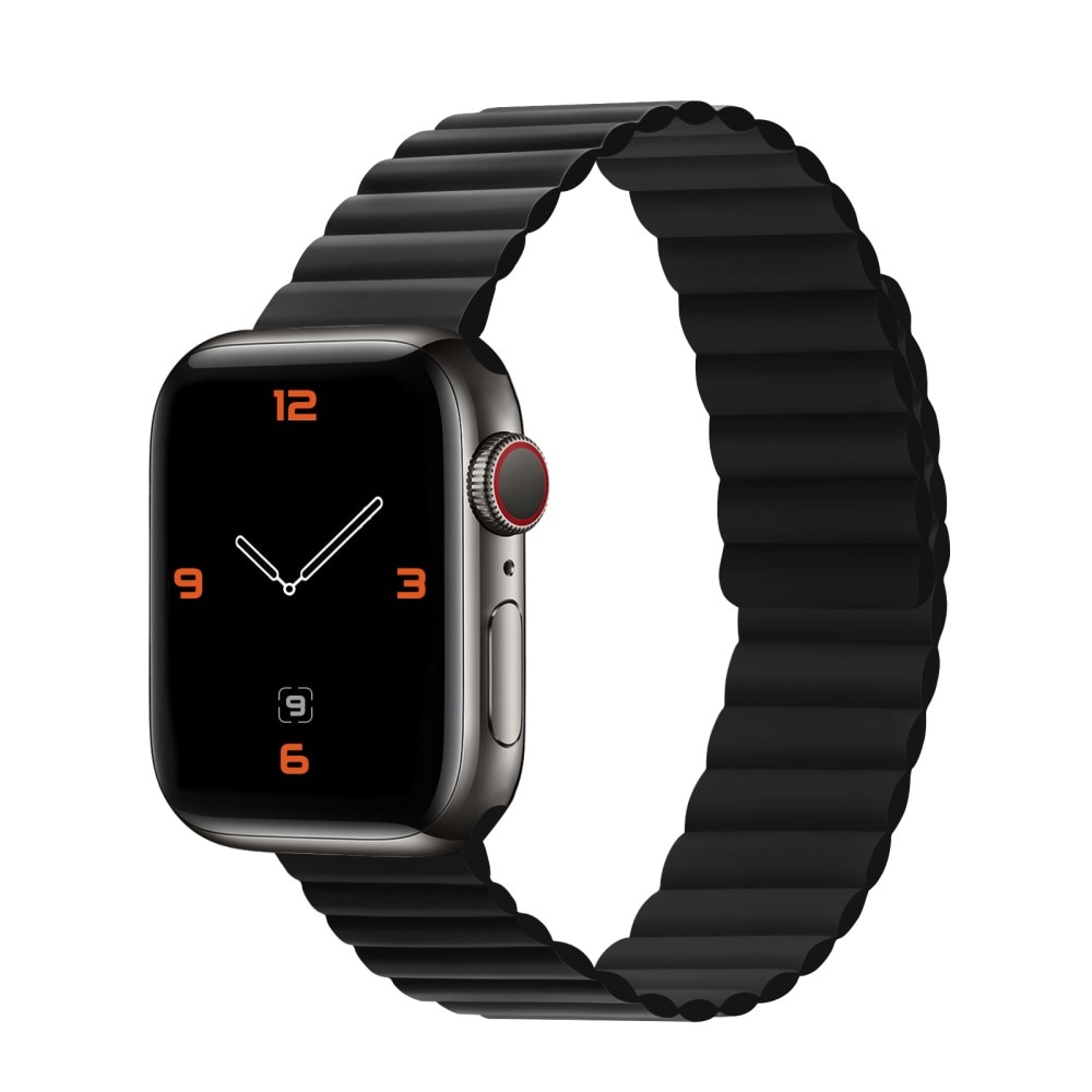 Bracelet magnétique en silicone Apple Watch 45mm Series 9, noir