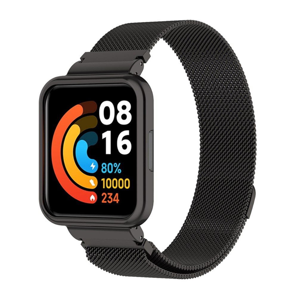 Bracelet avec coque milanais pour Xiaomi Redmi Watch 2 Lite, noir