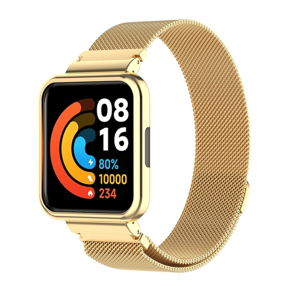 Bracelet avec coque milanais pour Xiaomi Redmi Watch 2 Lite, or