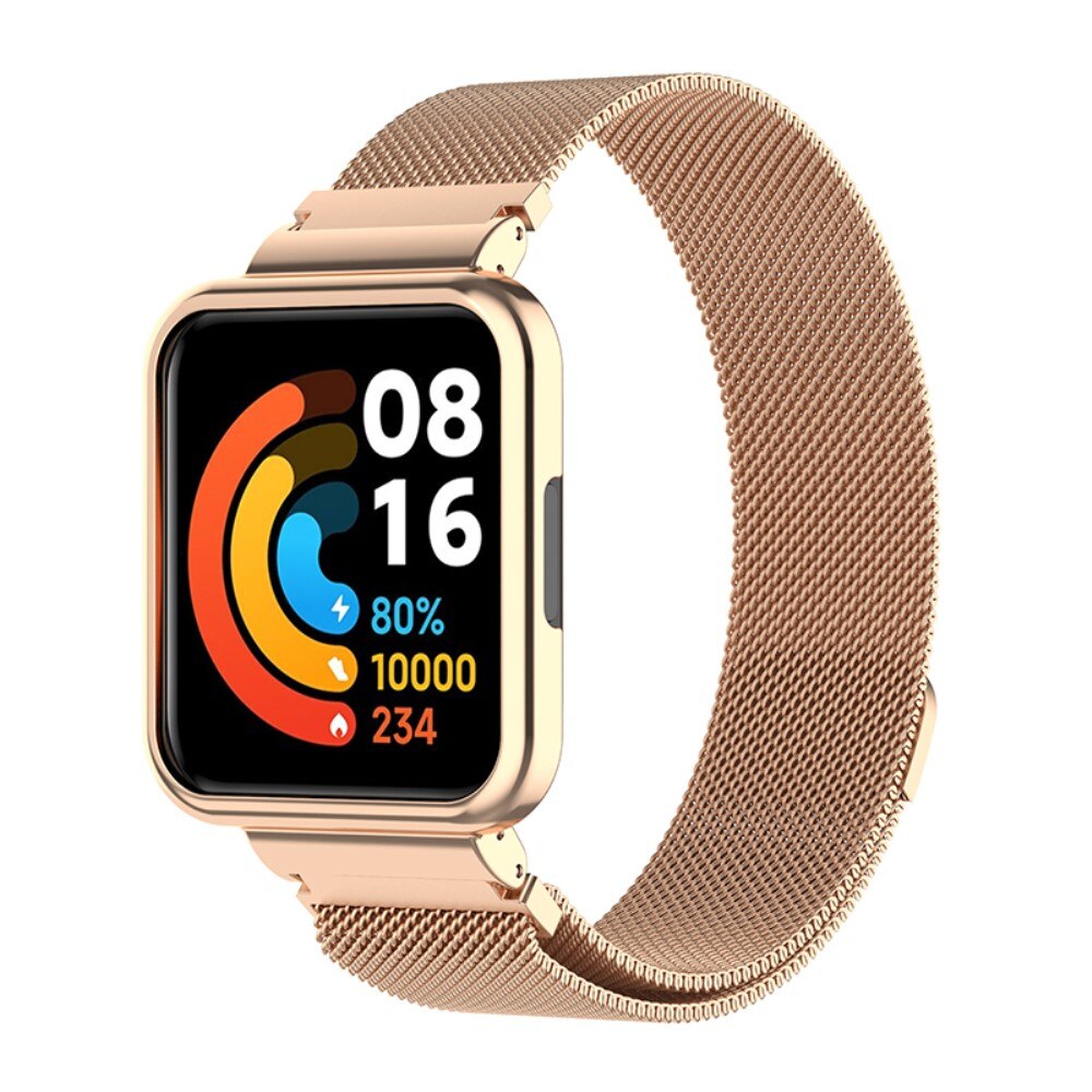 Bracelet avec coque milanais pour Xiaomi Redmi Watch 2 Lite, or rose