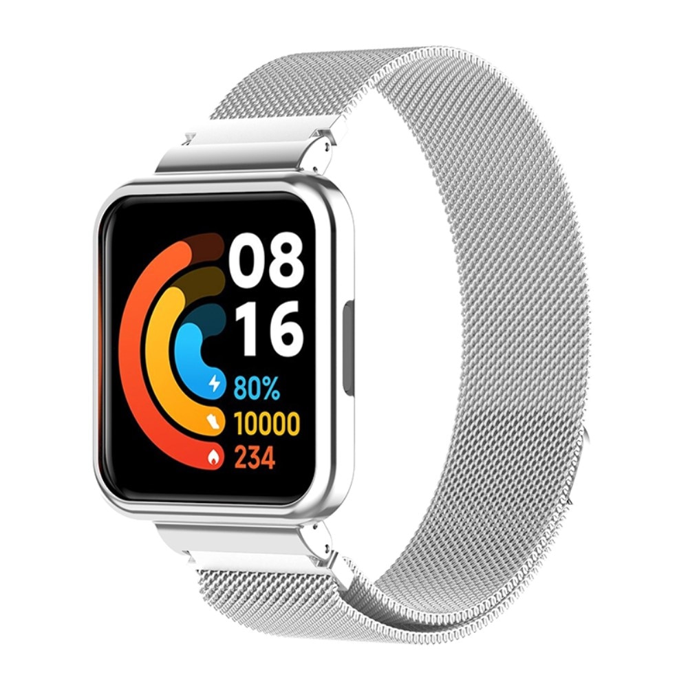 Bracelet avec coque milanais pour Xiaomi Redmi Watch 2 Lite, argent