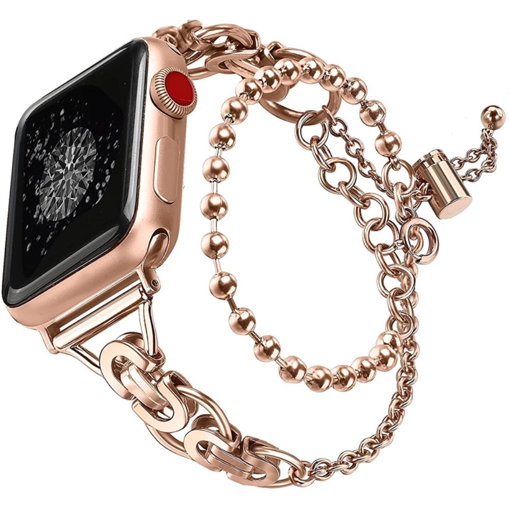 Bracelet acier avec perles Apple Watch 44mm, or rose