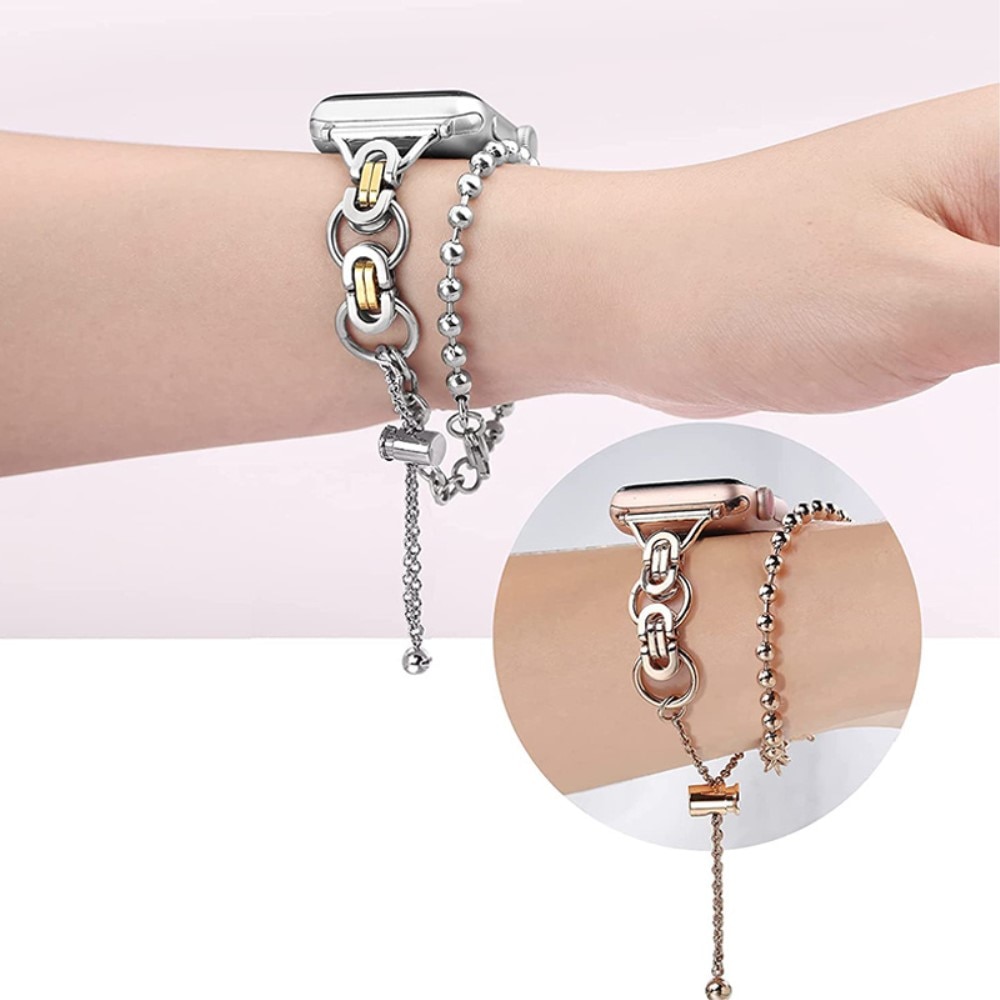 Bracelet acier avec perles Apple Watch 45mm Series 8 Or rose