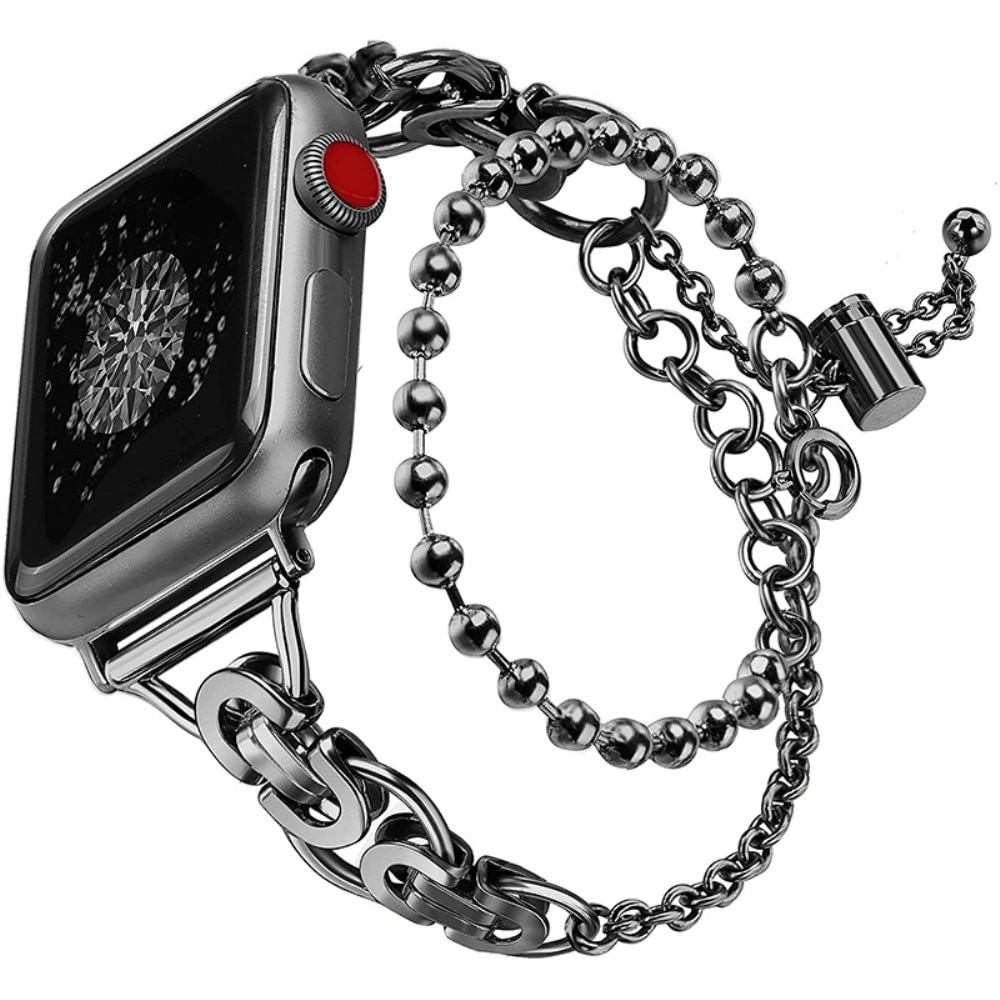 Bracelet acier avec perles Apple Watch 45mm Series 7, noir